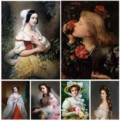 Diamond Painting Vintage Art Woman Portrait 5D Diamond Embroidery Full Rhinestones Mosaic World Famous Painting Series Picture