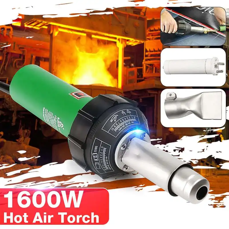 

220V 1600W 50Hz Electronic Hot Air Guns Plastic Welding Torch Welder Heat Hot Tools Kit + Nozzle Welding Machine