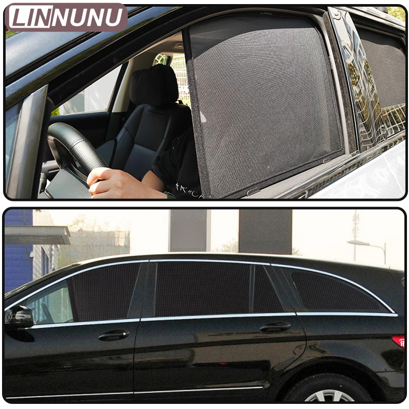 LINNUNU Magnetic Car Sunshade for Mercedes Benz R Class W247 Window Mesh Curtain Summer Sun Shade UV Protection Car Accessories