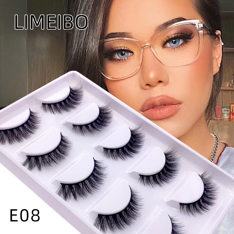 Fluffy 5Pairs 3D Mink Eyelashes Natural Thick Long False Eyelash Dramatic Sexy Fake Lashes Makeup Extension Eyelashes Cilio E08