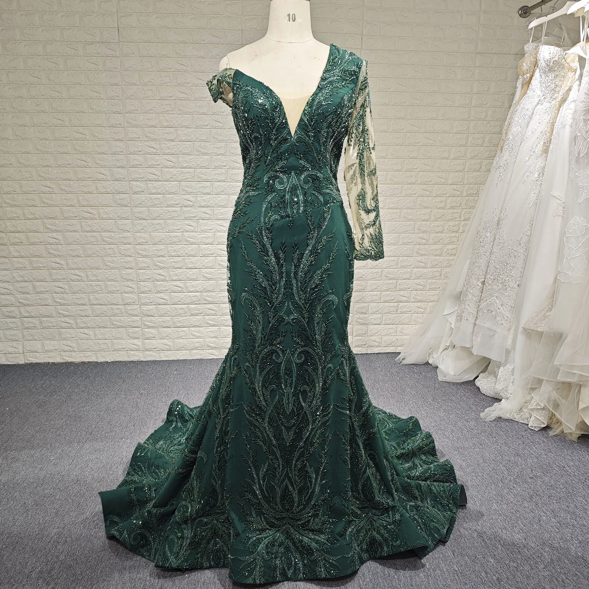 

Rosymae One-Shoulder Formal Gown with Single Long Sleeve Mermaid-Style Off-the-Shoulder Elegant Party Dress