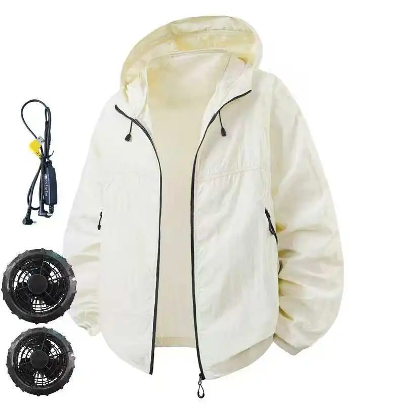 Summer Hooded Air-Conditioning Workwear with Fan Cooling, Outdoor Temperature-Reducing Breathable and Sun-Protective Clothing (E image 6