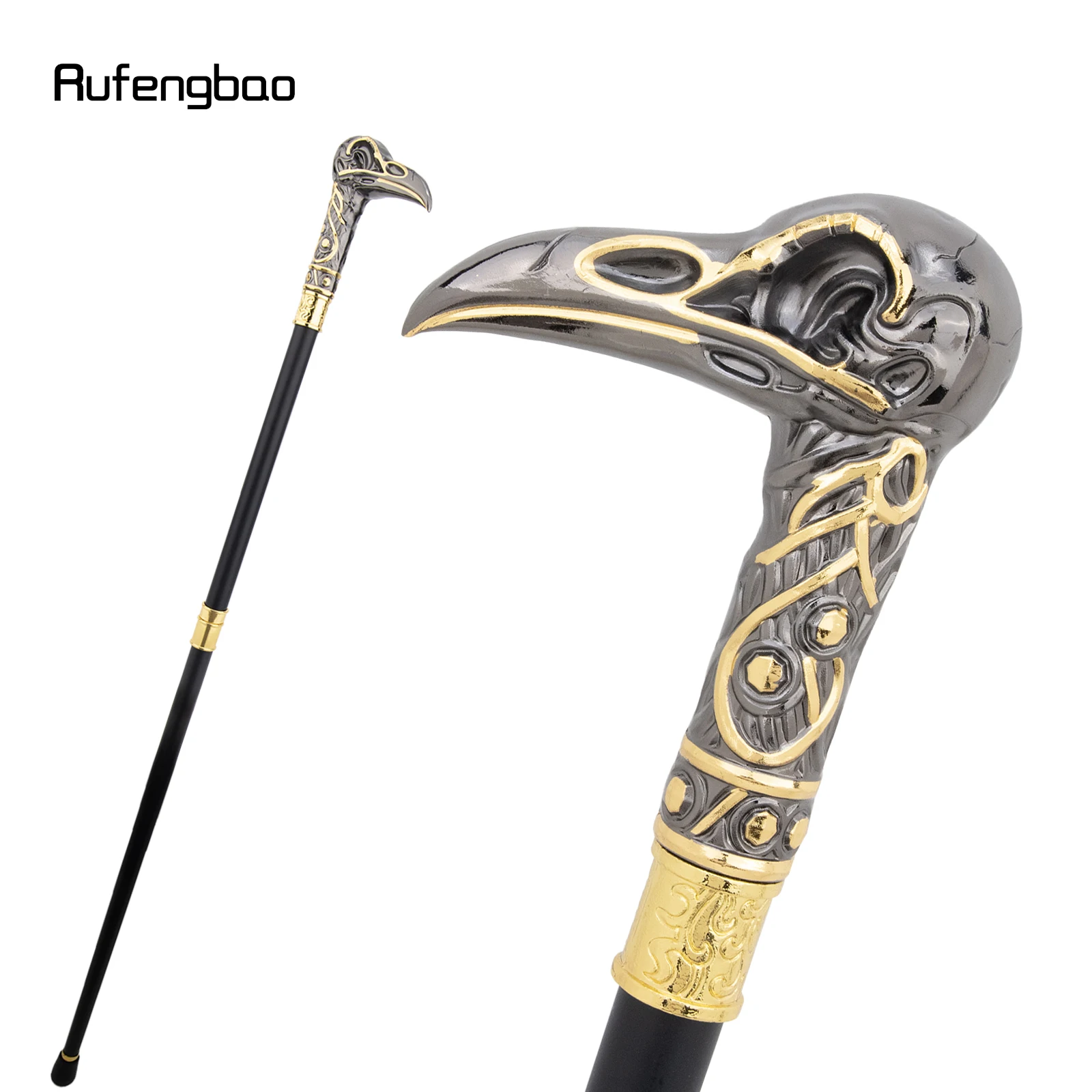 Gelb-Schwarzer Adler-Blumen-Luxus-Dekorationsstock, Eleganter Mode-Gehstock, Cosplay-Legierungs-Käppistock, Bühnen-Gehstock 93cm