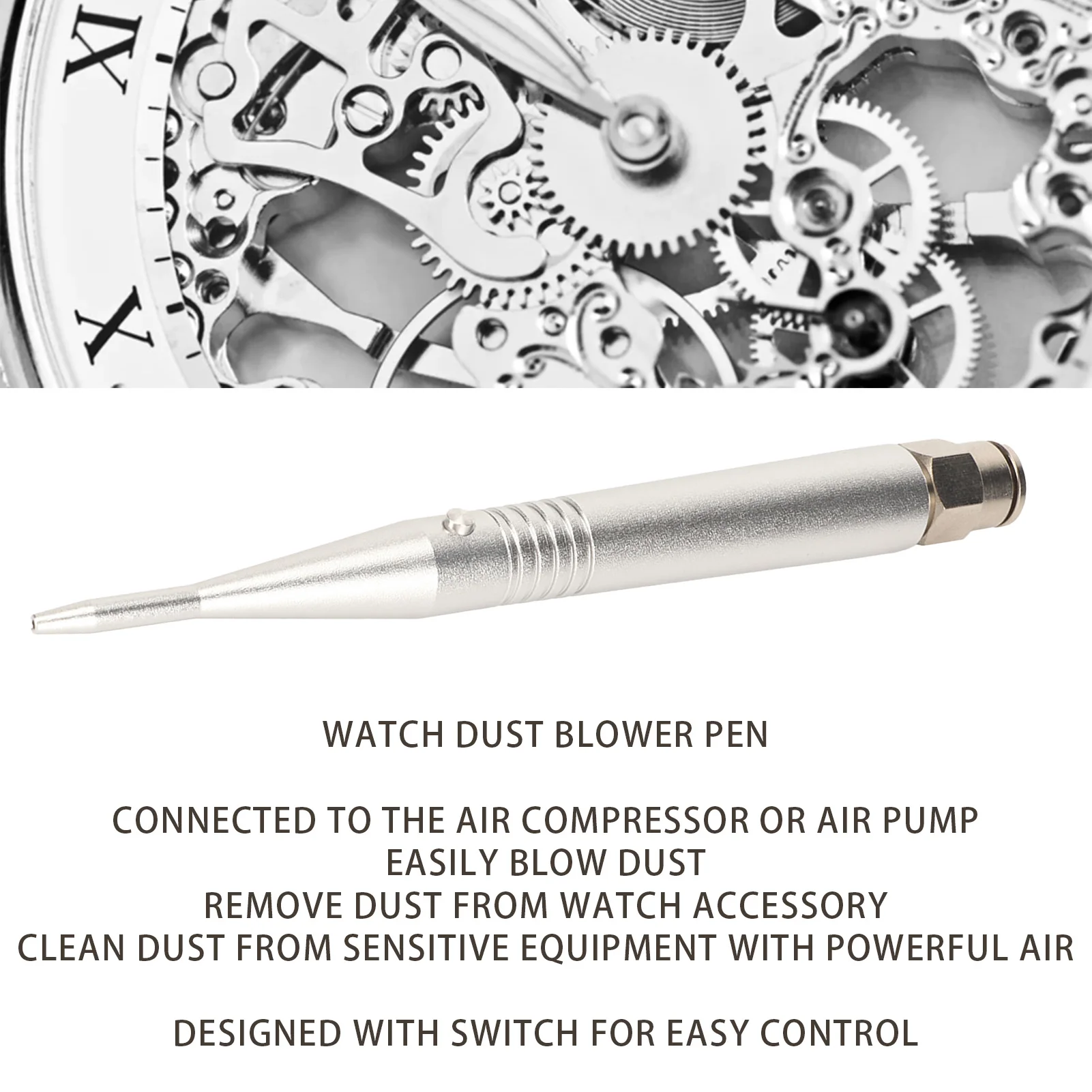 

Профессиональный пылеудалитель для часов из нержавеющей стали, ручка-воздуходувка для чистки деталей часового механизма