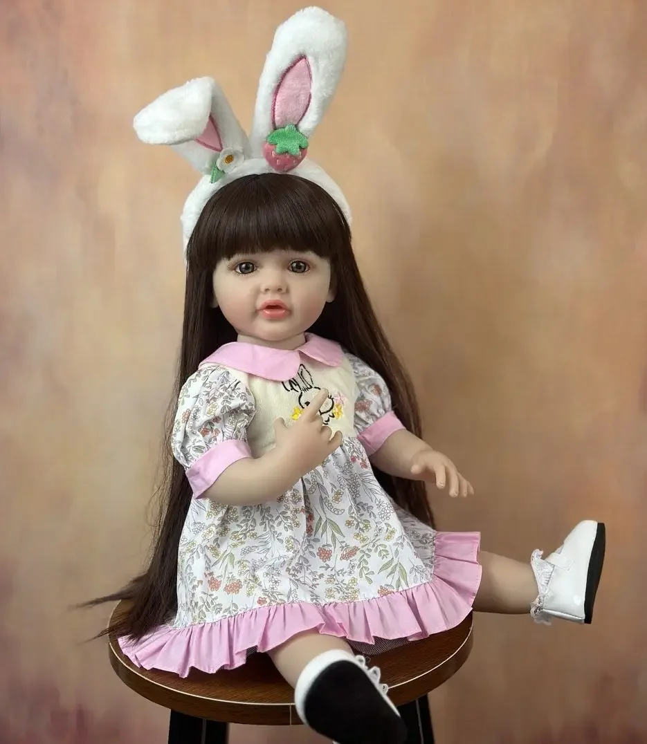 Bz人形-生まれ変わった赤ちゃんの女の子の人形のおもちゃ,フルソフトシリコンボディ,リアルなプリンセス,幼児のアート,子供のための誕生日プレゼント,55 cm