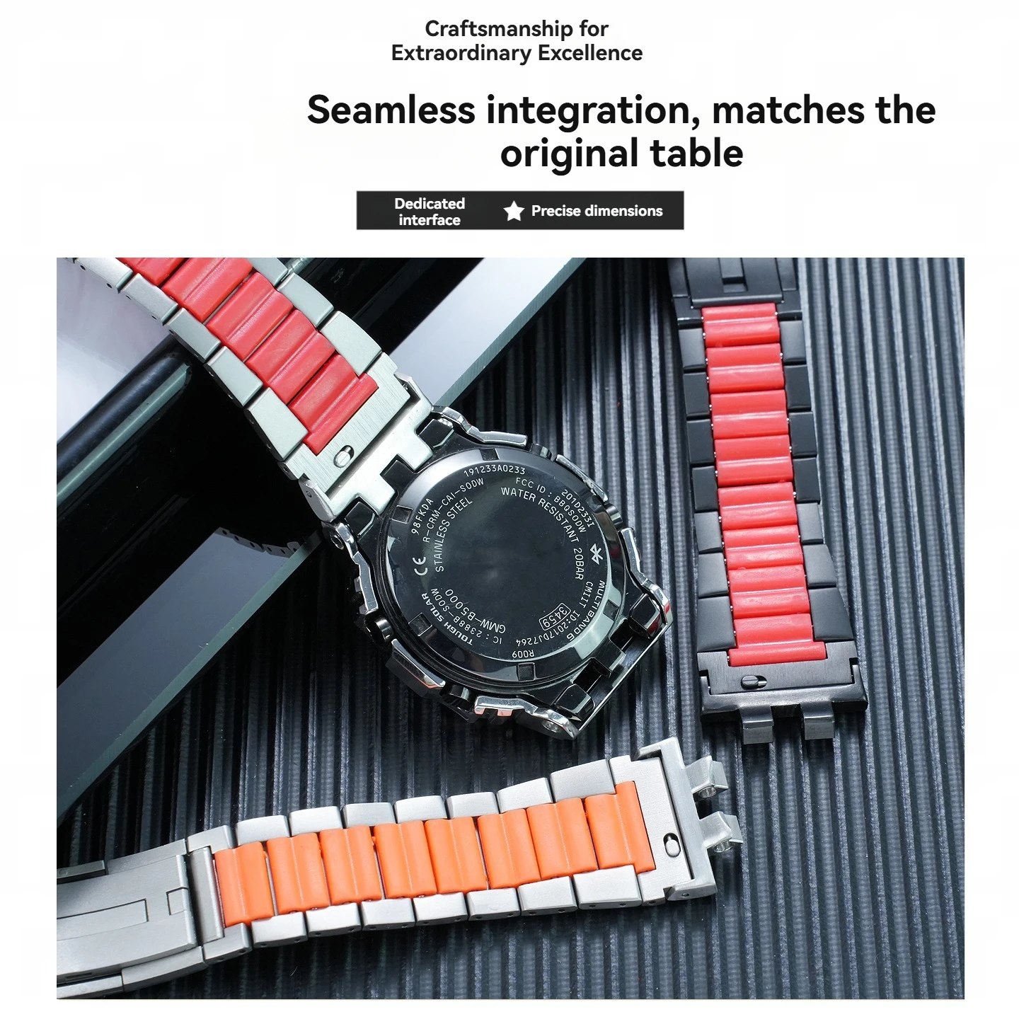For G-SHOCK Casio GMW-B5000 elastic stainless steel watch strap GM B2100 upgraded and modified sports strap accessories