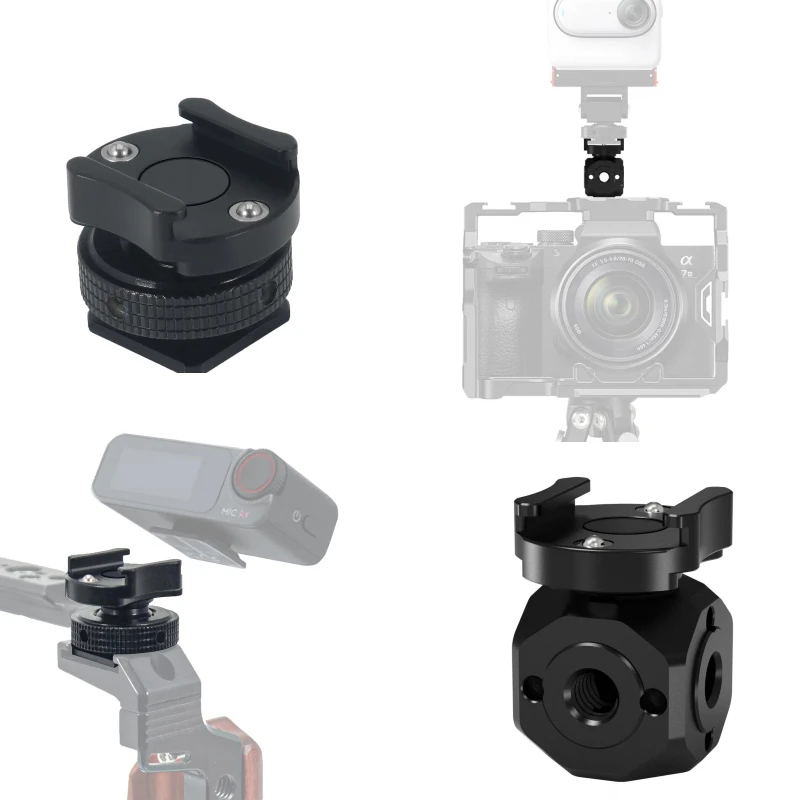 Cold Shoe Mount Adapter for DJI Mic/Mic 2 Hollyland Rode Wireless Lavalier Microphone Receiver Stand Cube Mount 1/4 3/8 ARRI