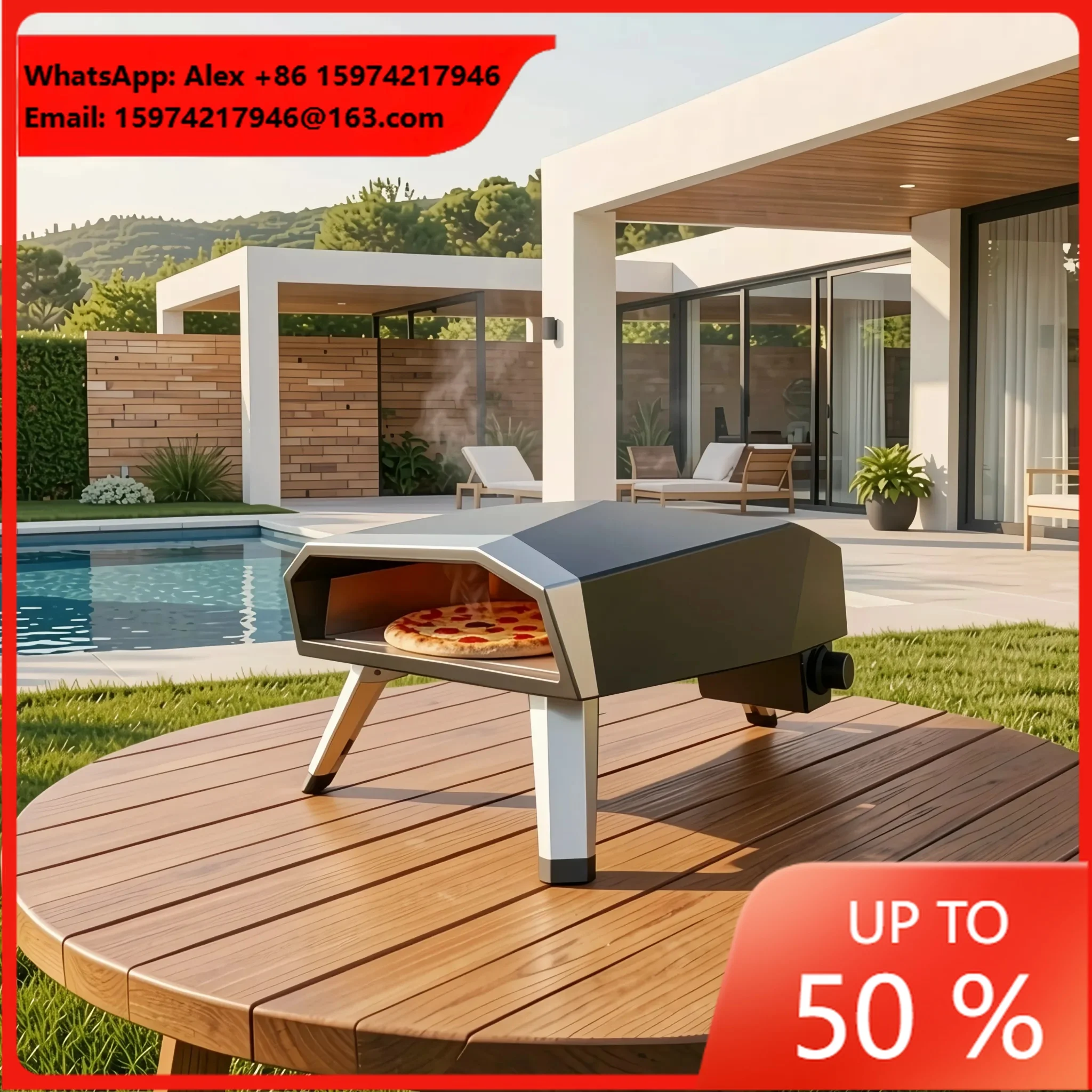 Portable Stainless Steel Gas Pizza Oven 12 Inch Lightweight Outdoor BBQ Baker With Foldable Legs For Camping Picnic