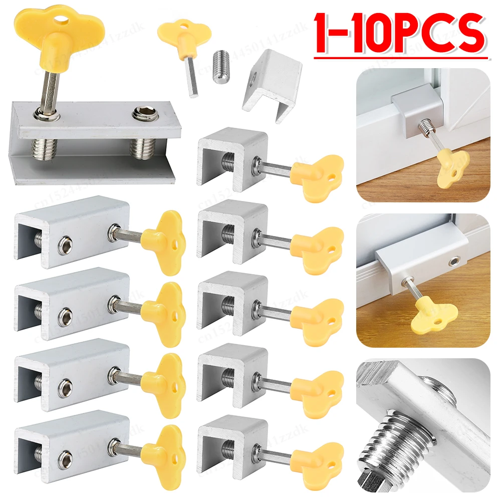 1-5PCS Aluminum Alloy Window Lock Stopper Sliding Window Anti-theft lock Window Sliding Door Baby Kids Child Safety Doors Lock