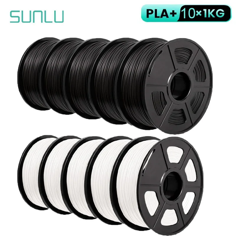 SUNLU 10Roll PLA Plus/Clear Filament 1.75mm +/- 0.02 mm 1kg Spool (2.2lbs) Neatly Arranged No Knot Filament Fit Most FDM Printer