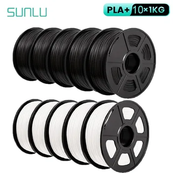 SUNLU 10 rouleaux de Filament PLA Plus/transparent 1.75mm +/- 0.02mm bobine de 1kg (2,2 lb) soigneusement organisé sans Filament de nœud adapté à la plupart des imprimantes FDM
