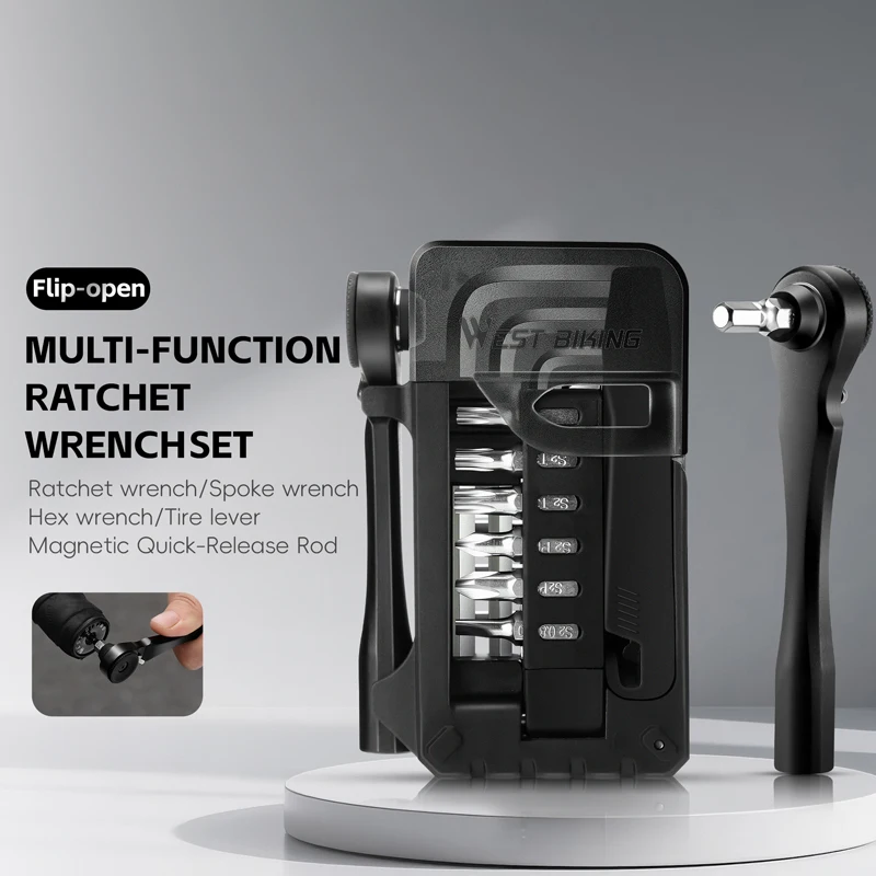 

Портативный набор ключей с трещоткой для велосипеда, многофункциональные инструменты для ремонта велосипеда с шестигранным ключом, рычаг для шин, быстроразъемные гаджеты с трещоткой