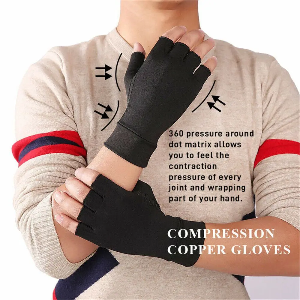 Fashion Pain Relief Compression Copper Cycling Mitten Sport Gloves Arthritis Gloves Hand Wrist Brace