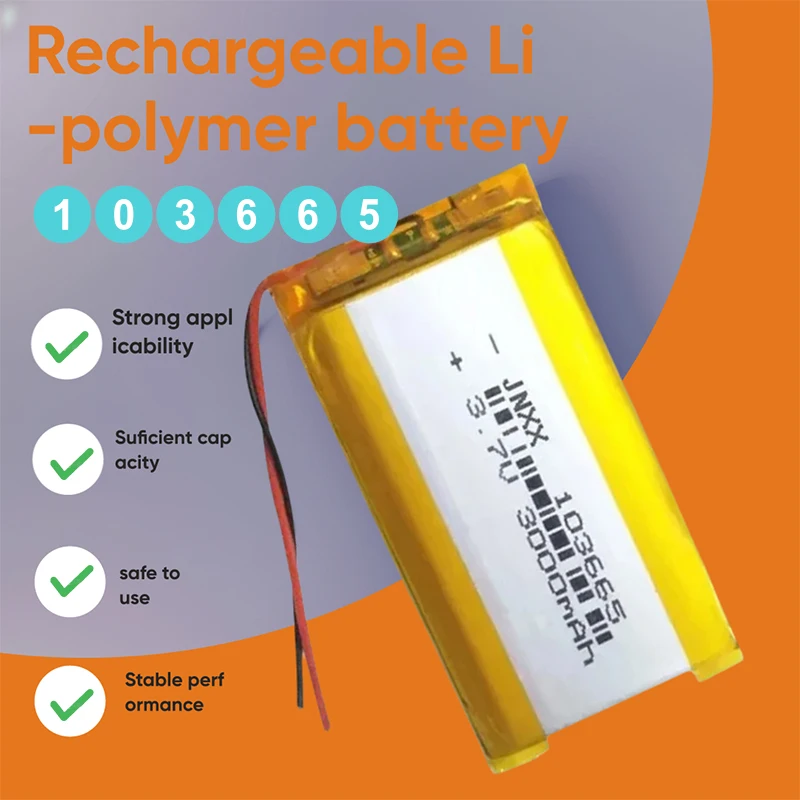 Li Po 103665 Battery 3.7V 3000mAh High Quality Lithium Polymer Battery for Bluetooth Keyboard Tablet Speaker DVD Digital Camera