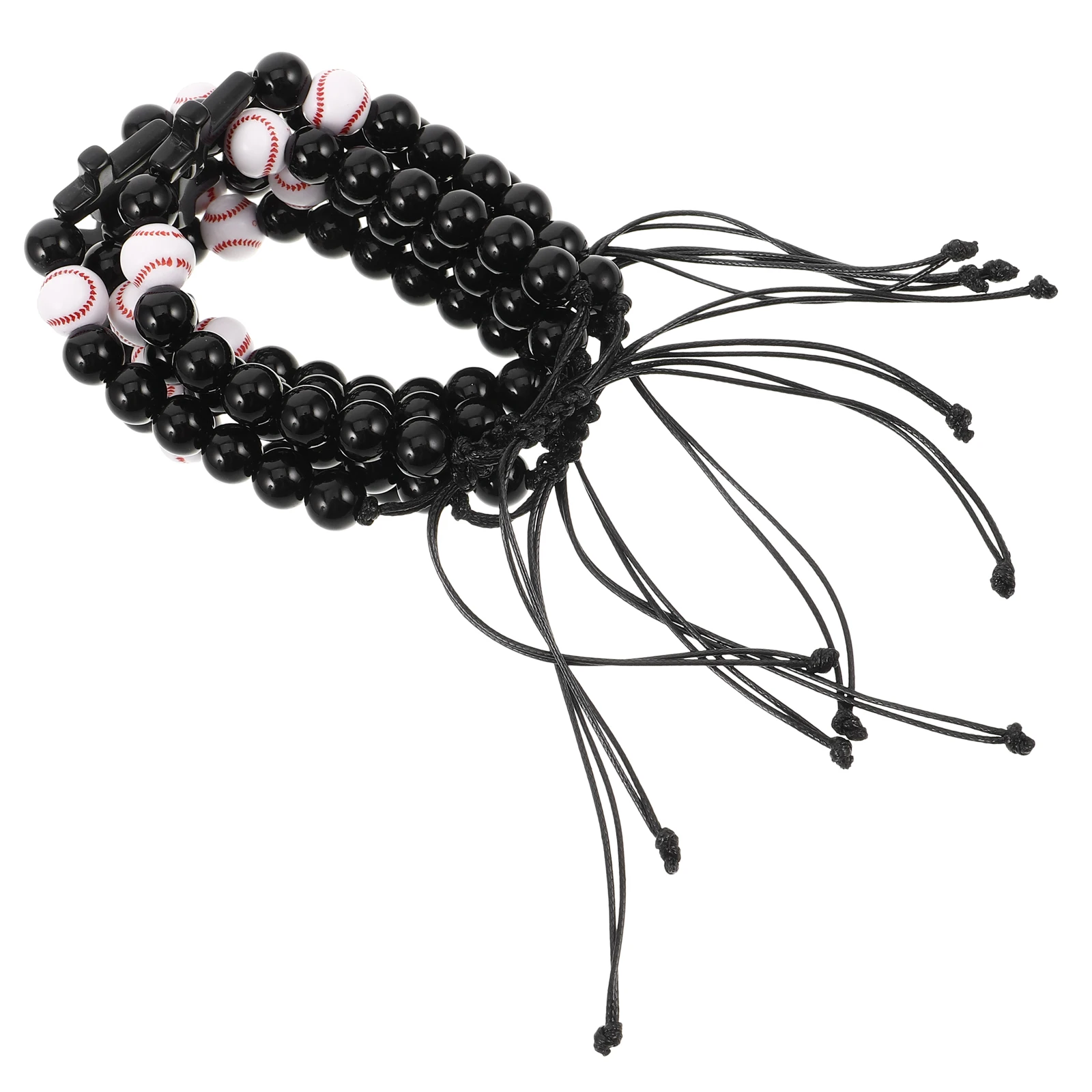 

6pcs Sports Adjustable Baseball Braided Cross Pendant Lightweight Women'S Sports Bracelet Game Day Favors Men Women