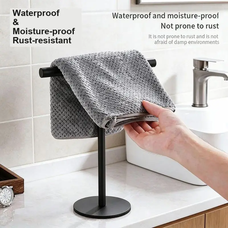 T-type Stainless Steel Towel Rack Toilet Countertop Vertical Tissue Rack Towel Bar