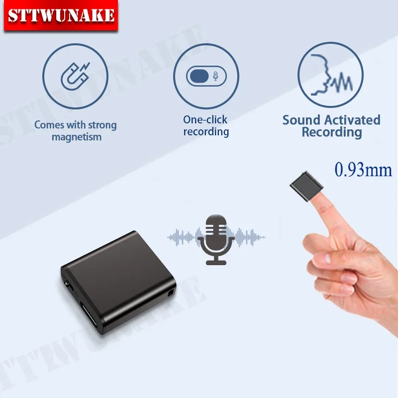 Ultra-Thin Mini Voice Recorder Digtal Record Micro Professional Sound Activated Dictaphone Small Player Recorder Device