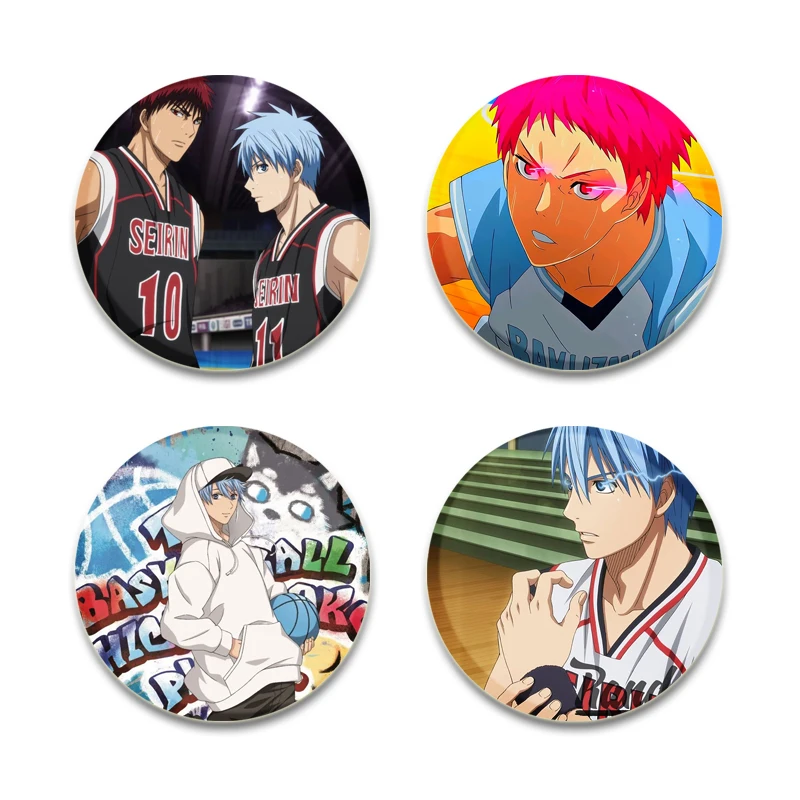 Anime Kuroko\'s Basketball Kuroko Tetsuya Aomine Badges Akashi Kagami Murasakibara Pins Icons Brooches Handmade Gifts 32/44/58mm