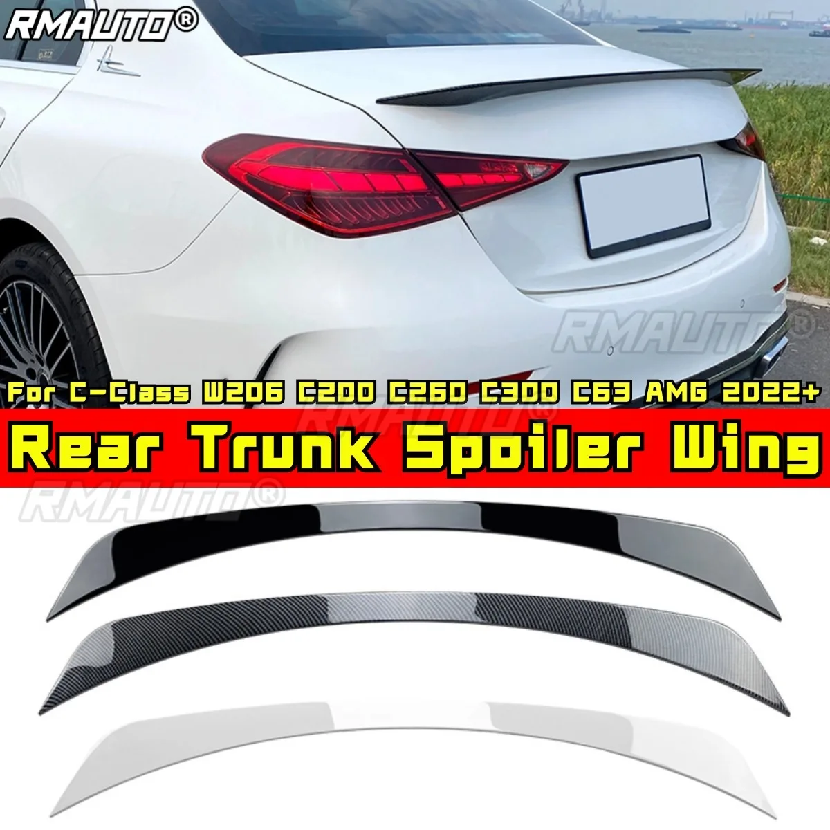 

For Mercedes Benz C-Class W206 C200 C260 C300 C63 AMG 2022+ Body Kit Rear Trunk Wing Trunk Spoiler Rear Spoiler Car Accessories