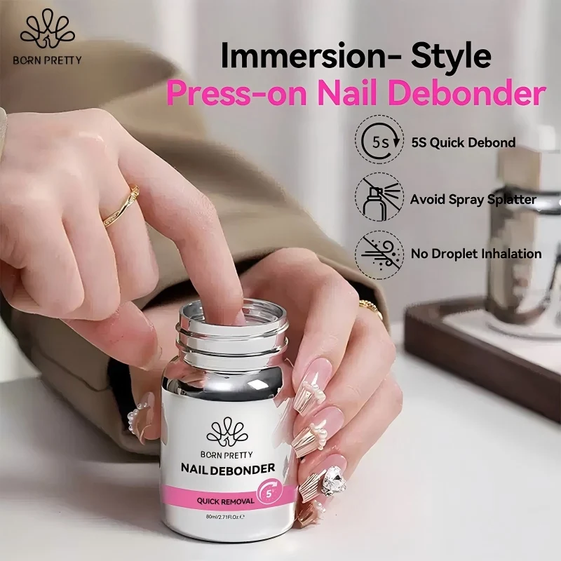 

BORN PRETTY 80ml Nail Debonder Glue For Fake Nail Tips 5S Quick Debond Immersion- Style No Harm To Nails And Tips Glue Tools