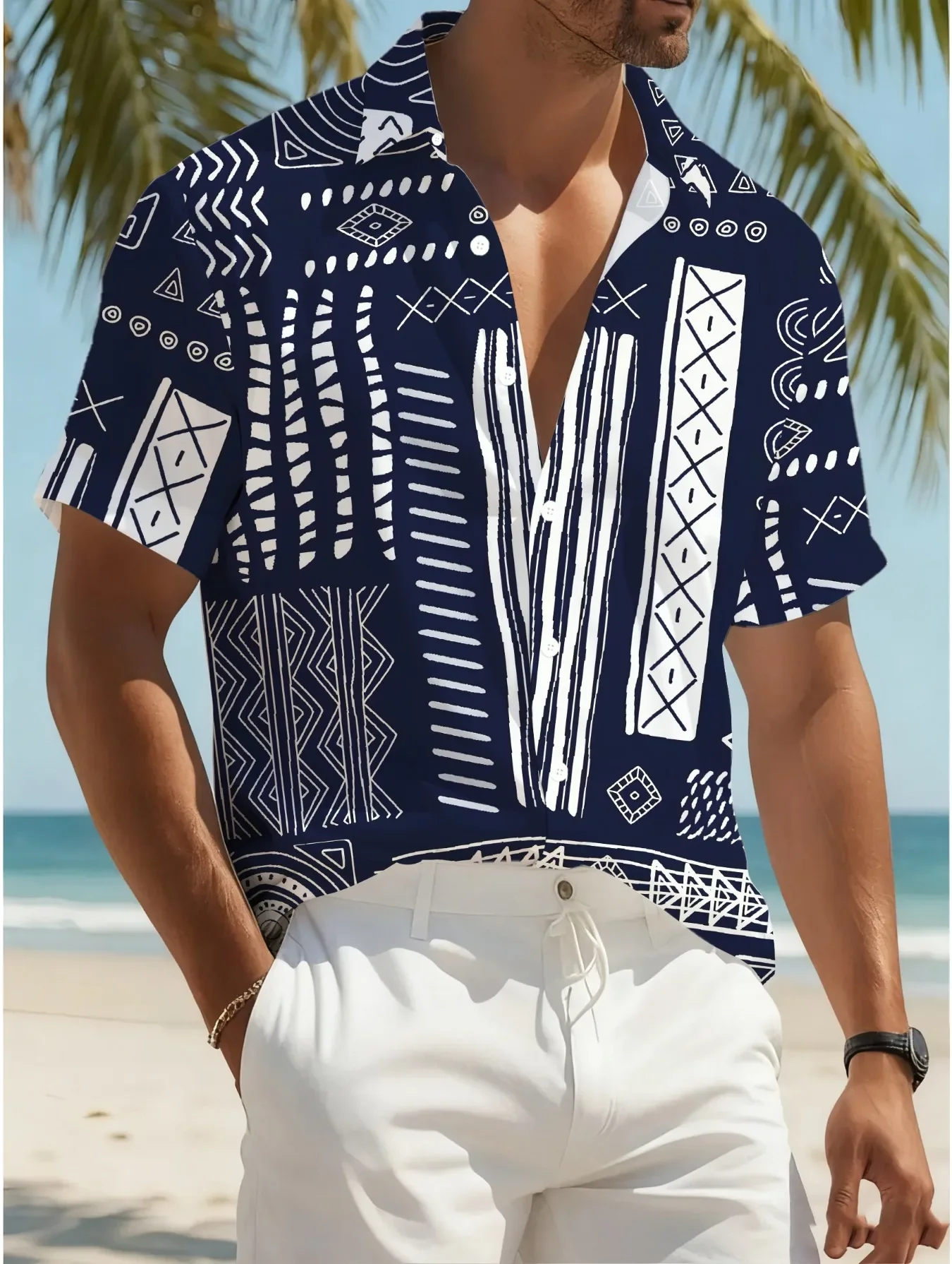 

Fashion Tropical Hawaiian Shirt Men Summer Casual Man Short Sleeve Stylish Print Beach Wear Breathable Party Holiday Tops