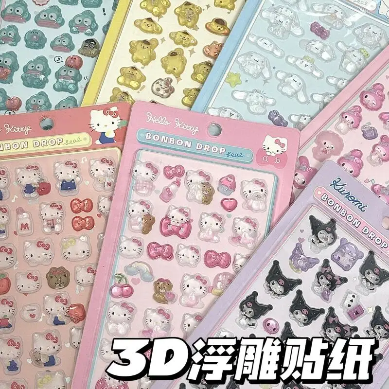 

Cute Hellokitty Hangyodon Cinnamoroll 3Dtransparent Jelly Sticker Crystal Decorative Stickers Cartoon Anime Phone Casesdiy Toys