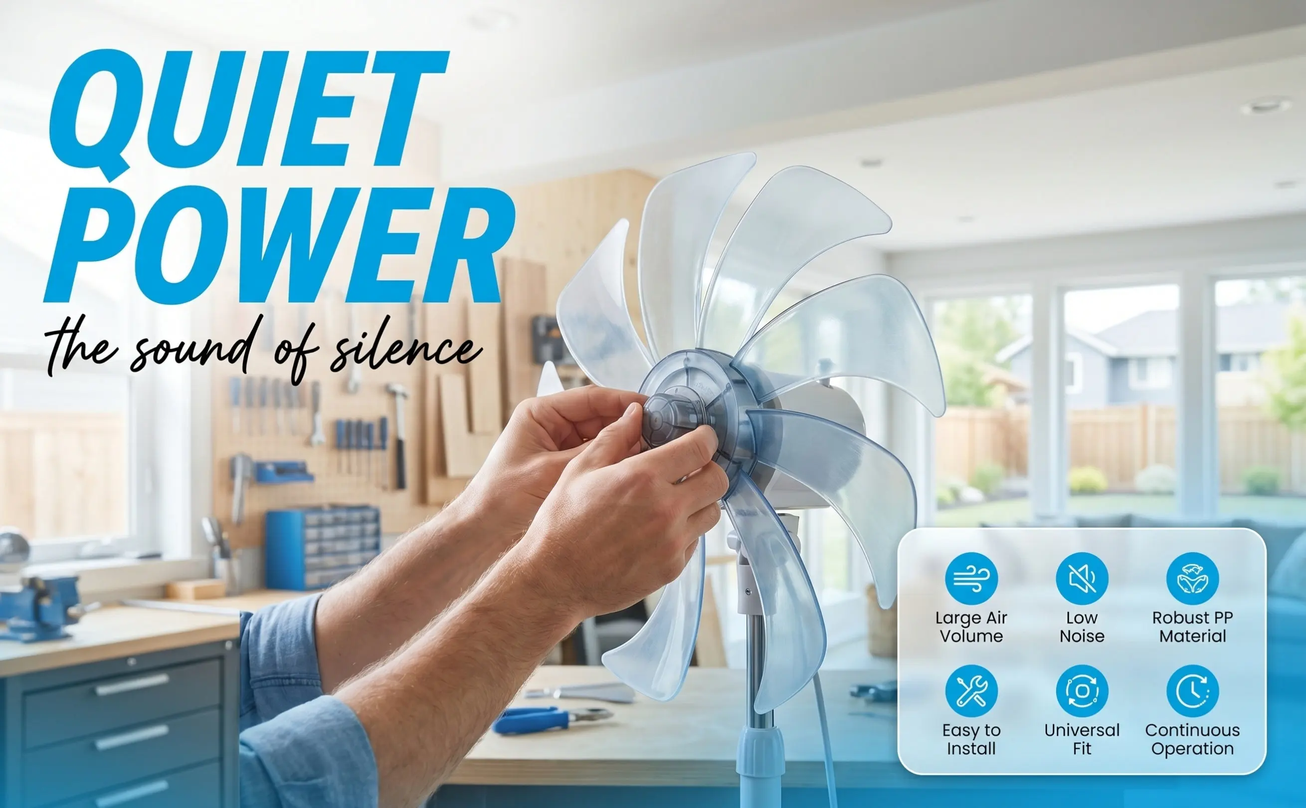 Fan Blade for Standing Electric Table Fans PP Ceiling Blades Replacement Cooling