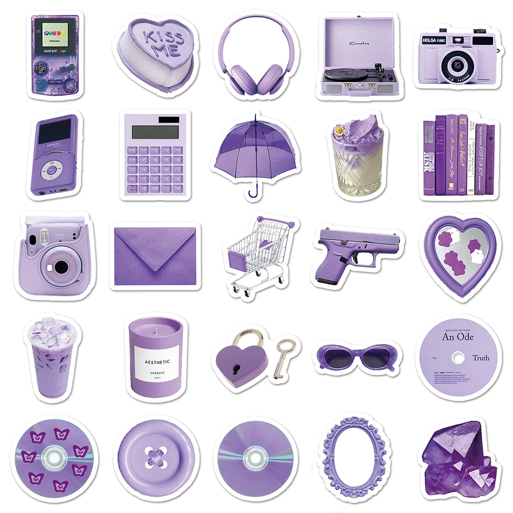 10/30/50pcs Cute Cartoon Purple INS Style Graffiti Stickers Aesthetic Decals Toys DIY Motorcycle Laptop Helmet Sticker for Gifts view 6