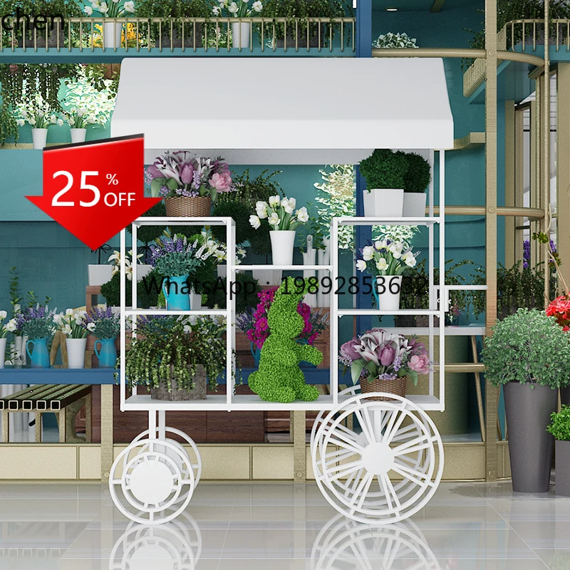 

promotional car flower display stand flower shop flower stand mobile stall car display stand