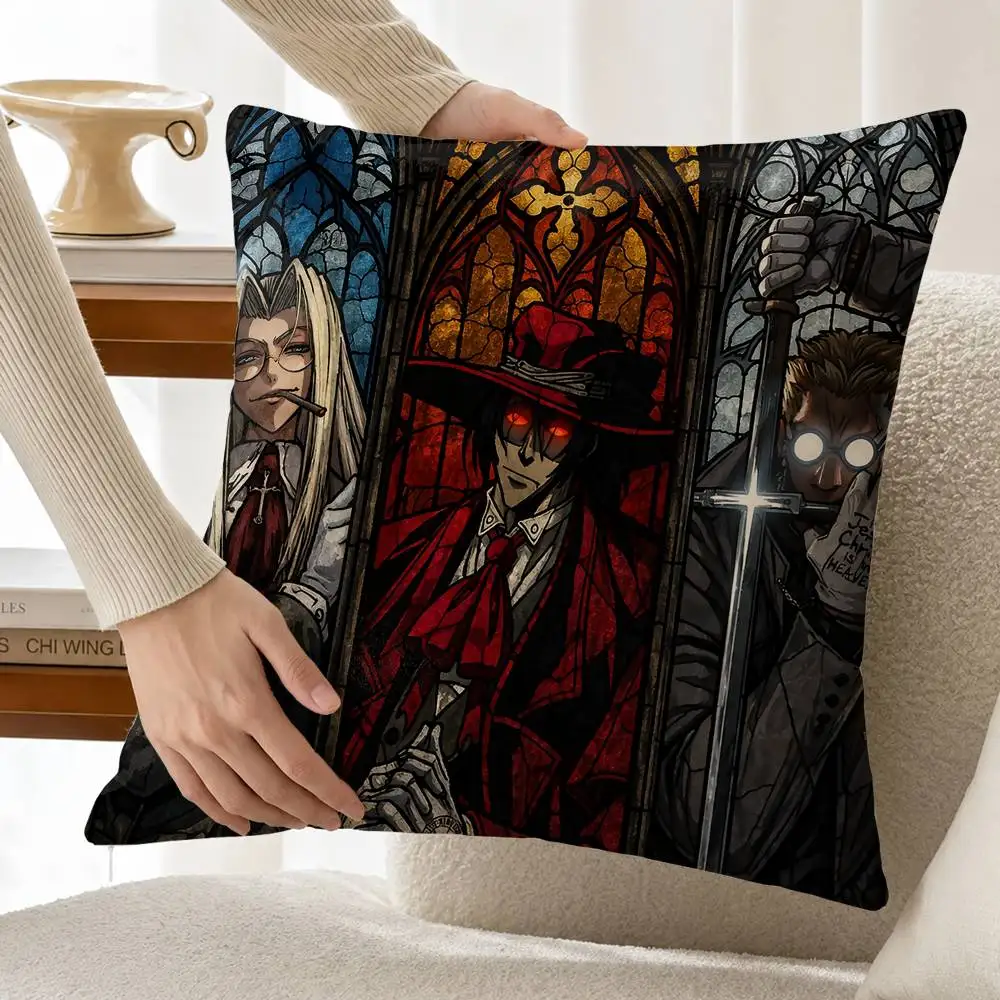 Anime H-Hellsing Customizable Square Pillow case Double Sided Print Sofa Bedroom Decor Cushion Cover