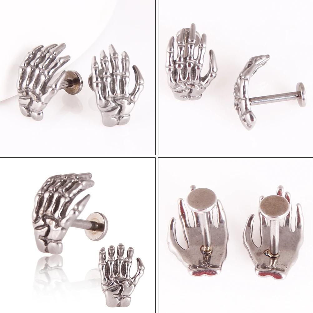 

4pcs Punk Lip Studs Stainless Steel High Polished Unisex Jewelry Travel Souvenir Wedding Piercing Body