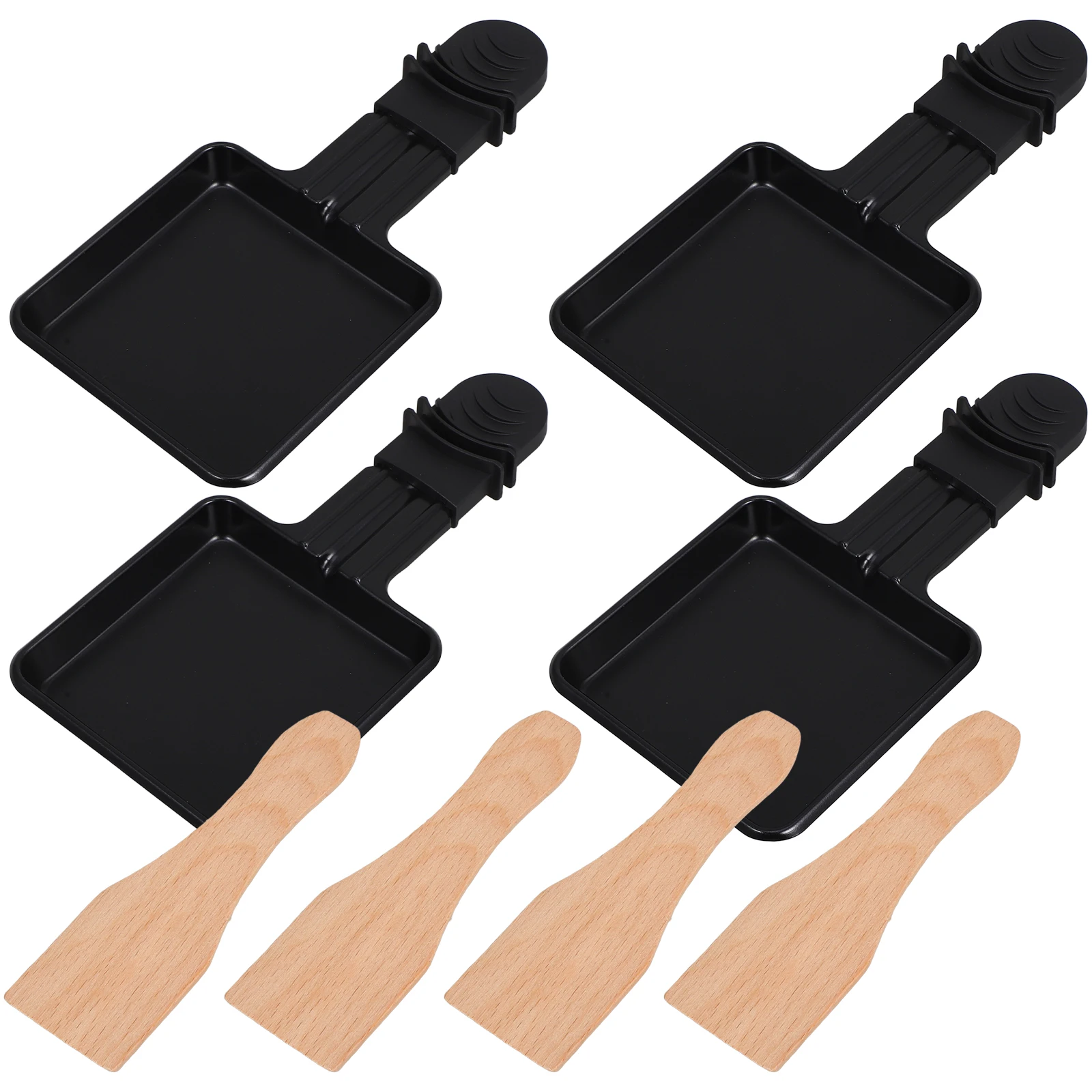 

4 set Square Mini Raclette Grill Pan Non-Stick Cheese Oven With Spatula Cooking Pan For Home Outdoor Use
