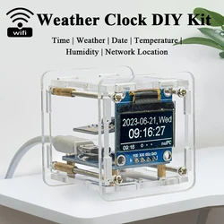 ESP8266 Weather Clock Kit, Módulo WiFi, IoT Development Board, Tempo, Temperatura, Umidade, Montagem de Solda