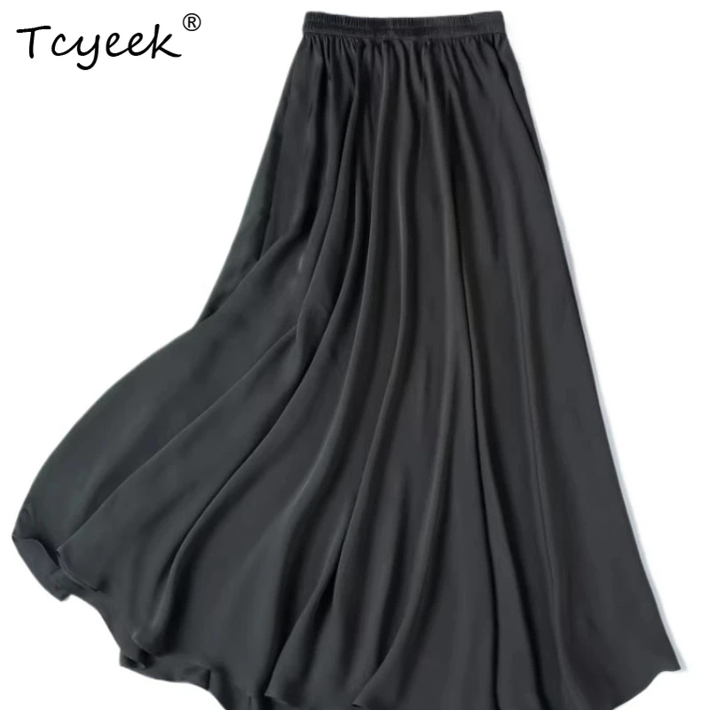 

Женские юбки Tcyeek из 100% натурального шелка 22 мм, элегантная юбка с эластичной талией, коллекция Весна-Лето 2026, Faldones Para Mujer