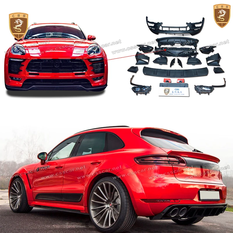 PD Style FRP Material Bodykits For Porsche Macan 2014 Car Front Rear Wheel Arch Fender Flare MudguardSide Skirt Car Accessories
