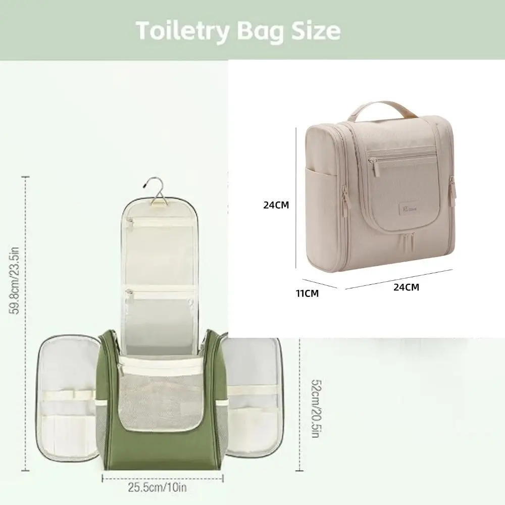 Bolsa de higiene pessoal de viagem para mulheres e homens, bolsa de higiene extra grande, bolsa de higiene portátil suspensa, kit dopp resistente à