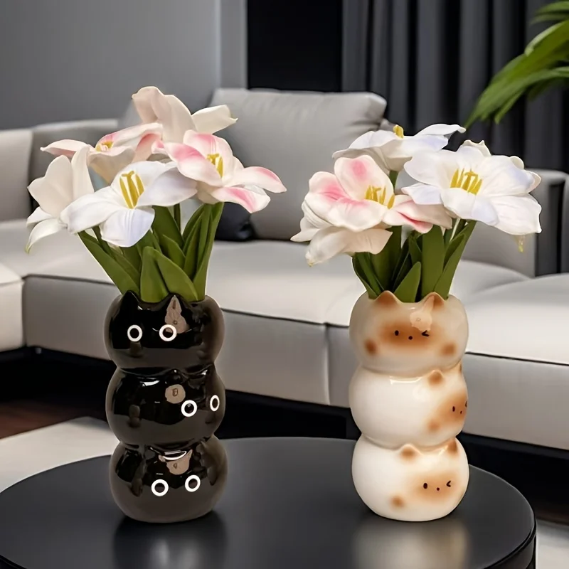 الإبداعية تشكيلة زهور تخزين حامل السيراميك سيامي القط زهرية غرفة المعيشة غرفة نوم الديكور الحلي اناء للزهور #1