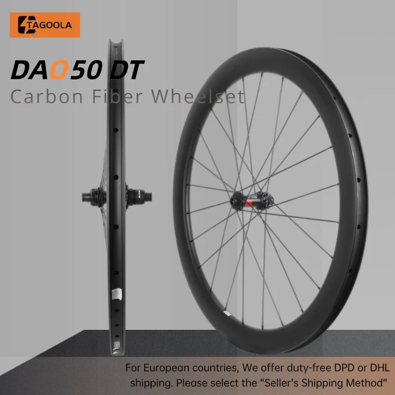 TAGOOLA DAO50 DT Super Light 700c Road Disc Carbon Wheelset DT 240 Hub Sapim CX Ray Spoke Bike Wheels Clincher Tubeless 1381g±3%