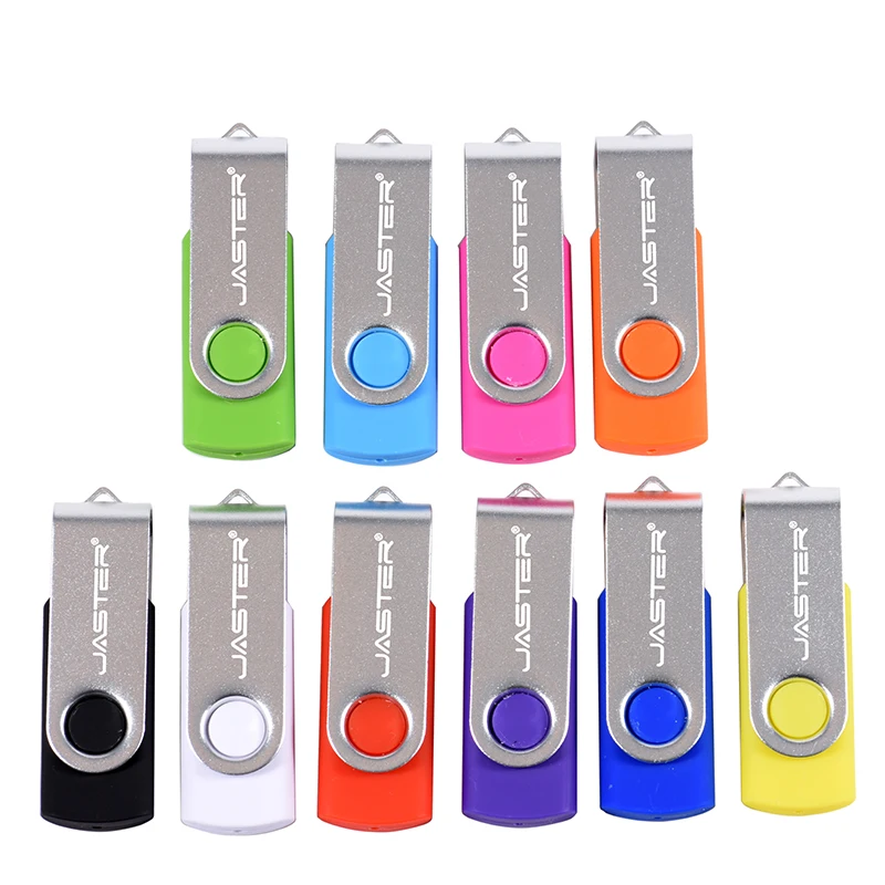 JASTER Rotatable Colorful USB 2.0 Flash Drive 128GB Creative Gift Memory Stick 64GB Silver Clip Pen Drive 32GB U Disk 16GB 8GB