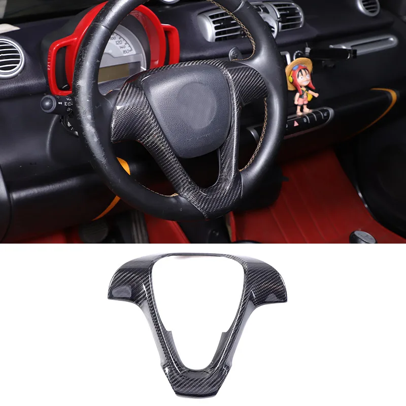 Real Carbon Fiber Car Steering Wheel Frame Decorative Sticker For Mercedes Smart Fortwo 451 2009-2015 Accessories