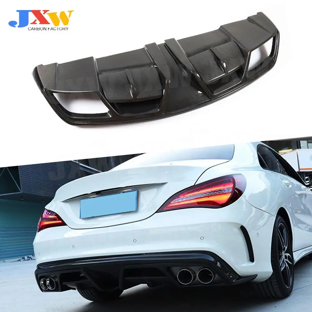 Carbon Fiber Car Rear Bumper Lip Diffuser Spoiler With Exhaust Tips For Benz CLA Class W117 CLA180 CLA200 CLA250 2013-2018 FRP