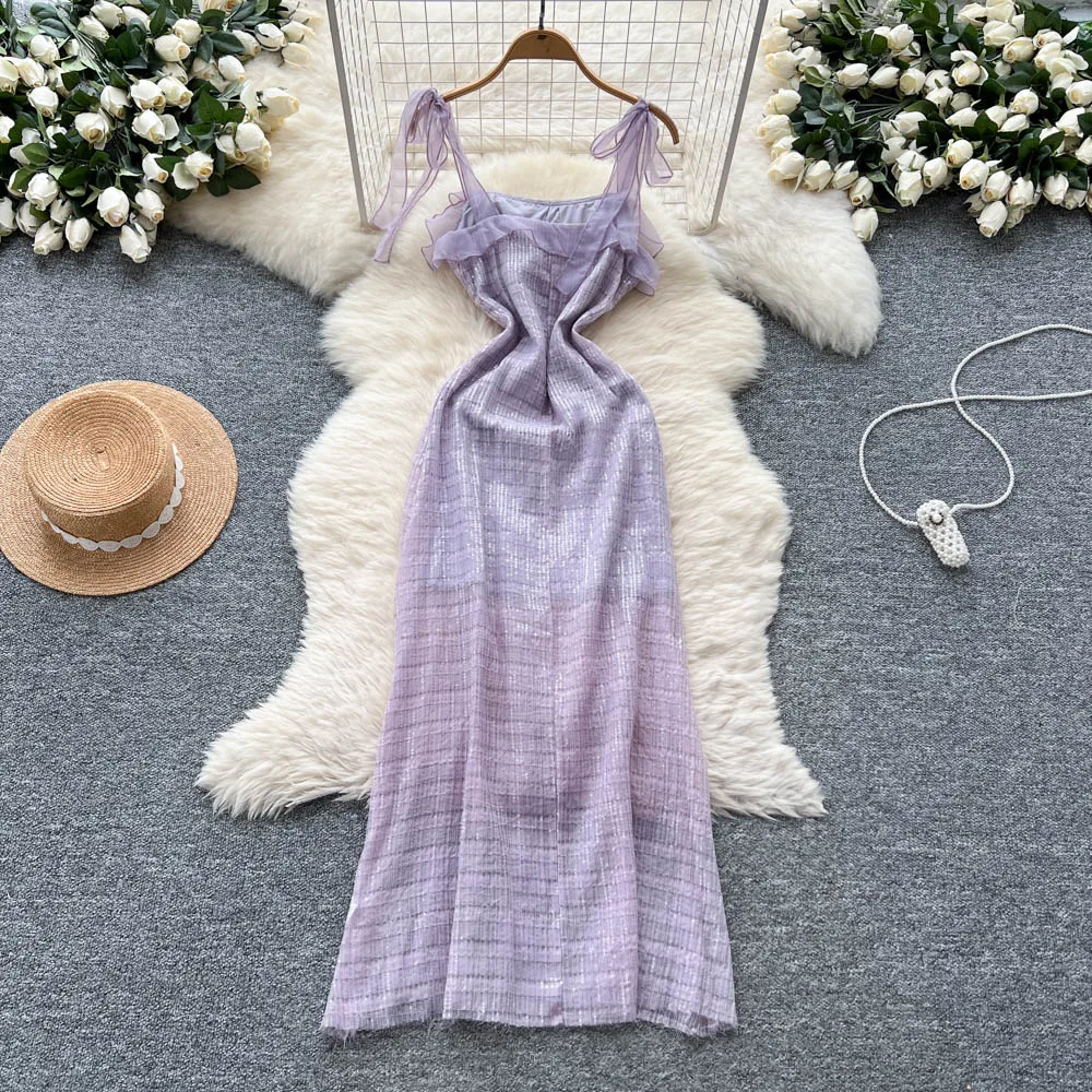 فساتين أنيقة أنيقة مكشكشة غير متناظرة على الموضة الكورية فساتين خرافية مثيرة عالية الخصر على شكل حرف a فساتين صيفية لقضاء العطلات على الشاطئ