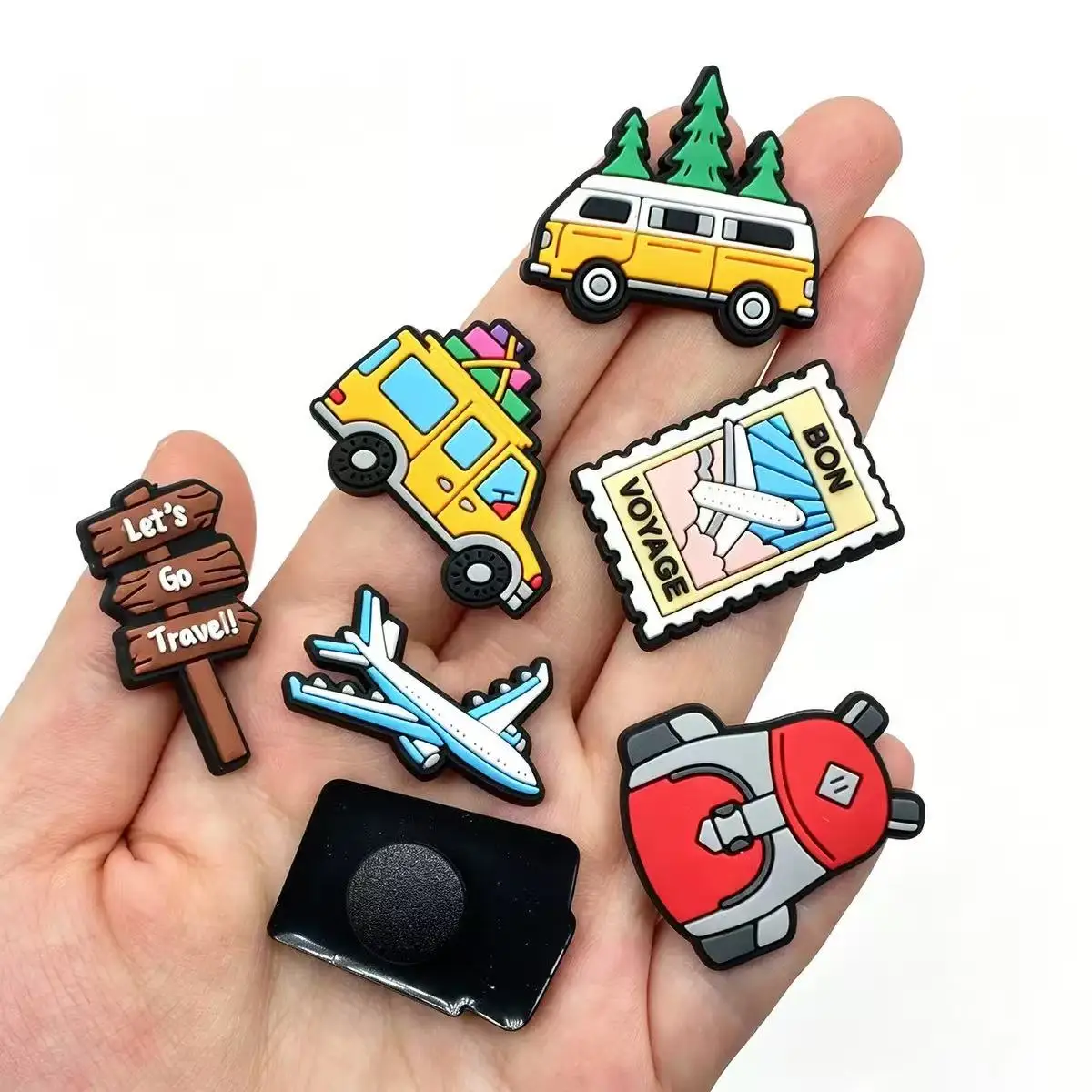 15-60pcs Round-The-World Flight Trip Shoe Charms For Sandals,Shoe Decoration Accessories Shoe Pins Great Gift For Men Women