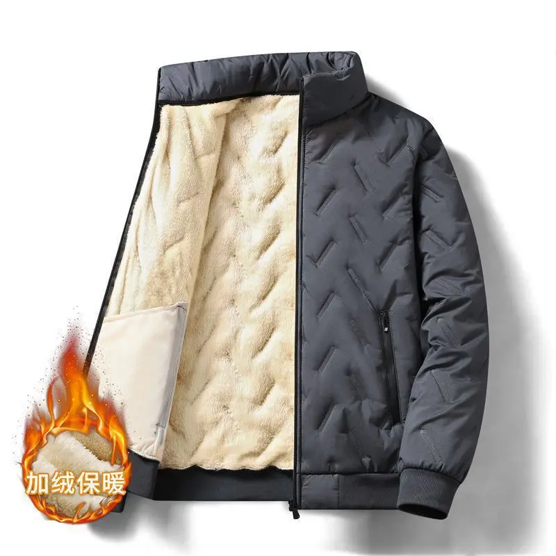 Men's Parka with Fleece and Sheepskin Coat, Large Size, Versatile for All Occasions, Suitable for Young and Middle-aged People.
