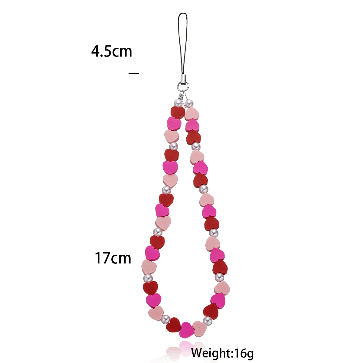 Sweet Fashion Pink Love Imitation Pearl Beaded Mobile Phone Chain Women Girls Rope Chain Practical Classic Accessories Jewelry