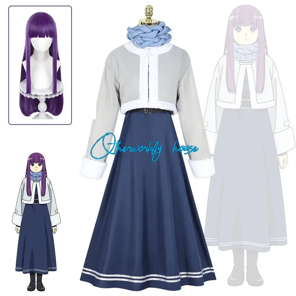 

Anime Frieren at the Funeral Fern Winter Cosplay Costume Wig Frieren Beyond Journey's End Blue Uniform Halloween Winter Outfit