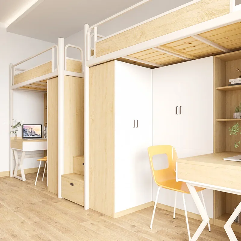 College Student Apartment Bed School Dormitory Step Ladder Combination Dormitory Double Two Siamese College Iron Frame