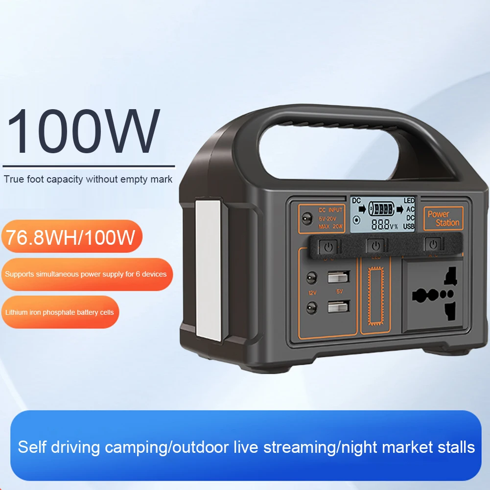 100W Portable Power Station 24000mAh Mobile Power Supply Solar Generator 220V/110V Charging Station For Camping Tent Travel