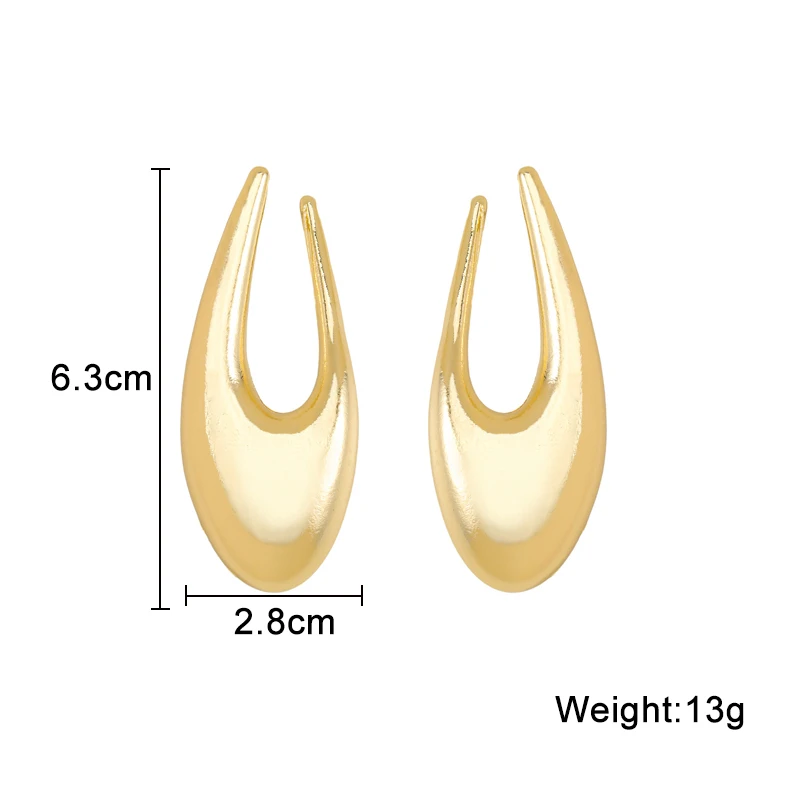 Big Exaggerated Women's Hanging Earrings Hollow U Shape Hyperbole Dangle Earrings Gold Color Metal Drop Earrings Fashion Jewelry