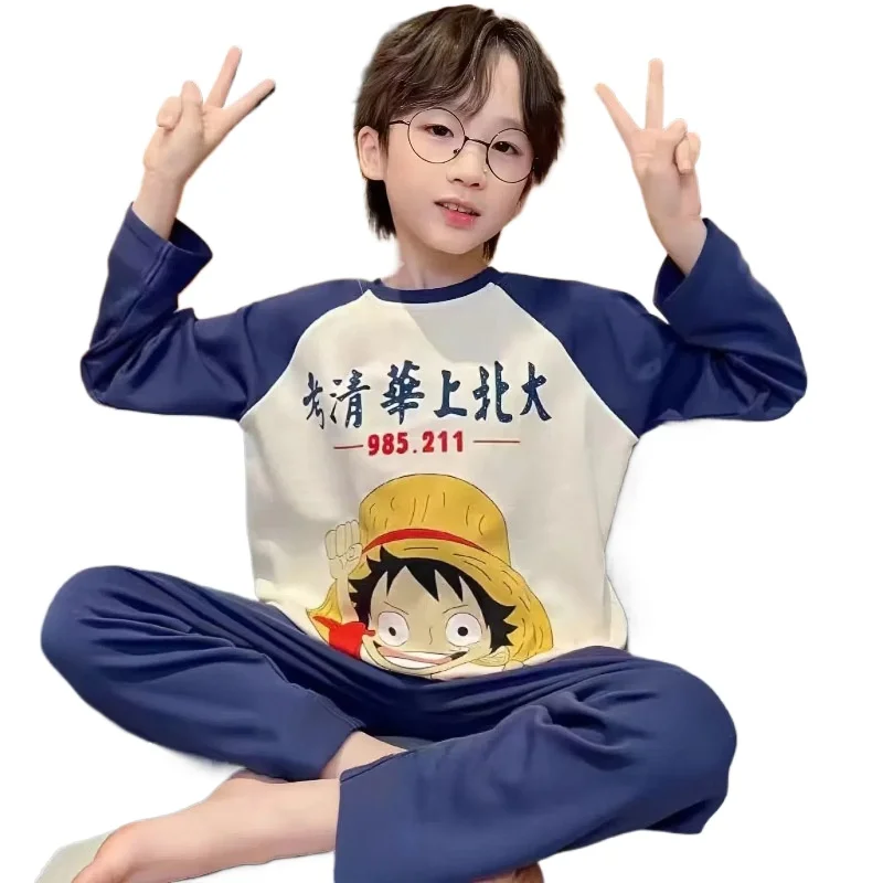 Pijama Luffy para meninos, pijama casual e confortável infantil, ultraman de manga comprida, novo, primavera e outono, 1 pc